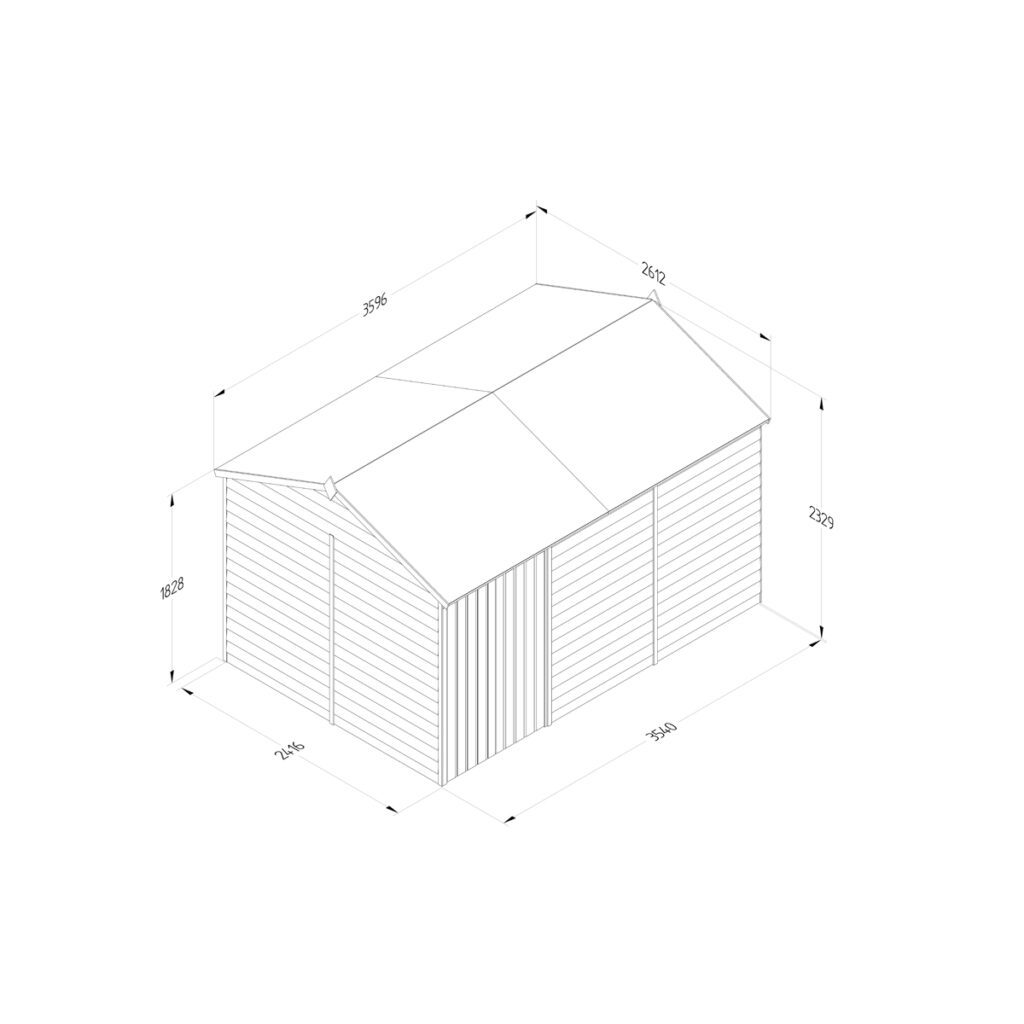 4LIFE Reverse Apex Shed 12×8 – Double Door – No Windows 5013053201046 2